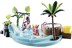 PLAYMOBIL Family Fun 70611 Piscina Infantil con bañera hidromasaje, para Jugar con Agua, Juguetes para niños a Partir de 4 años