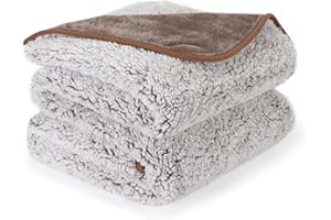 PETTOM Couverture Chien Imperméable, Plaid Imperméable Chien Anti Pipi Grande Taille, Couverture Polaire Epaisse Hiver Chaude, Moelleuses Peluche Couvertures pour Chiens Chat (Marron, L: 152 * 127cm)