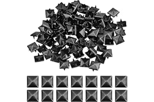 Vesaneae 100 Stück Quadratische Nieten, 10mm Metall Nieten, Punk Pyramid Nieten, DIY Leder Spike Nieten, Metall Quadratische Nieten, Krallen Nieten für Taschen, Kleidung, Schuhe (Schwarz)