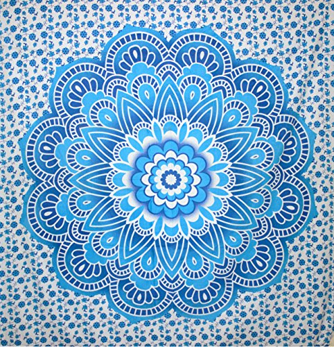 Kesrie Wall hanging tapestry large mandala lotus print blue