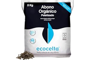 ECOCELTA | Abono Orgánico Peletizado 5 KG | Fertilizante Natural para Huertos Urbanos, Frutales y Césped | Certificado Ecológico Intereco | Alto Rendimiento y Fácil Aplicación