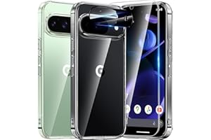 UniqueMe für Google Pixel 9 Hülle,5-in-1-Set Handyhülle für Google Pixel 9 Case Rundumschutz Schutzhülle Cover,1 Handyhülle & 2 Schutzfolie & 2 Kameraschutz -Transparent