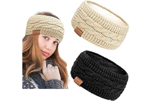 PROPOG Fascia Capelli Donna Invernale, 2 Pezzi Maglieria Paraorecchie Donna Fodera Pile Cerchietto capelli donna Elasticità Fasce per Capelli Donna Accessori Capelli Adatto Corsa esercizio Sci