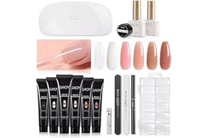 GAOY Kit di base per unghie in gel con luce UV, kit di 6 extension per unghie in gel costruttore per principianti con tutto ciò che serve per nail art fai da te a casa
