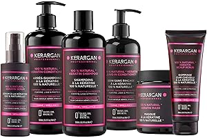 Kerargan - Kit Completo Ultra Reparador con Queratina Para Cabello Dañado y Estresado - Fortalece, Protege - Sin Sulfatos, Parabenos, Siliconas - 3x500ml + 100ml + 350ml + 250ml