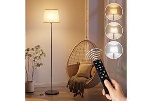 GPATIO Lampadaire sur Pied Salon avec Télécommande, 12 Températures de Couleur, Dimmable Lampe Salon avec Interrupteur et Ampoule LED, Lampe sur Pied, Chambre, Decoration