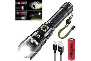 Shadowhawk Torcia LED Potente Professionale, Ricaricabile Torce Led Alta Potenza 30000 Lumen XHP70.2, Torcia Tattica Militare