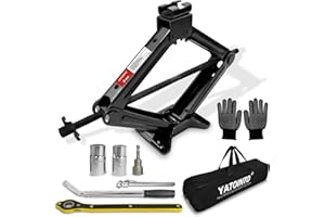 YATOINTO [Upgraded Style] 3 Ton/6614 LBS Car Jack Tire Changing Kit 7 PCS, Portable Black Scissor Jack Tire Change Kit with Socket Drill Adapter Ratchet Wrench, for Car, SUV, MPV