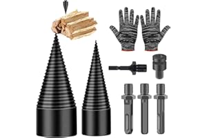 PENCHUAN Holzspalter Schraube Kegel,32+42mm Spaltholzkegel Holzspalter Bohrer Brennholzspalter Bohrer mit 5 Bohrgriffe Hause Holzspalter Bohrmaschine Präzises & schnelles Spalter für Holz Kegelspalter