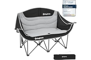 ‎KINGCAMP KingCamp Camping Couch Faltbar bis 300 kg, Luxus Campingstuhl Klappbar 2 Personen, Campingsofa Gepolstert mit Armlehne, Doppel Campingstuhl Hochlehner, Campingbank 1 2 & 3 Sitzer für Garten Balkon
