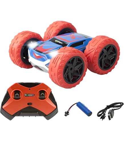Tecnock Voiture Télécommandée 1:20, RC Truck Tout Terrain Rechargeable avec LED, 10 km/h, 2,4 GHz, 2 Batteries pour 50 Min, Stable et Facile à Contrôler, pour Enfants Débutants