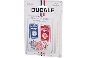LA DUCALE Ducale Origine - 2 Jeux de 54 Cartes - Jeu de Rami - Qualité Premium, Bleu et Rouge