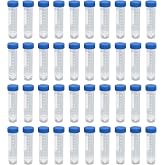 HUAZIZ 40pcs 50ml Blue Test Tube Plastic Centrifuge Tubes for Laboratory Chemistry Experiments (Taper+Flat Bottom)