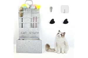 BMTBU Katzenspielzeug Aufbewahrung, Katzenangel Aufbewahrung, Katzen Spielzeug Box, Cat Toy Box, 40x80cm(Hellgrau)