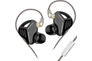 keephifi IEM KZ ZVX Écouteurs in Ear Monitor de 10 mm à Double cavité Doublure Dynamique en métal avec câble détachable à 2 Broches plaqué Argent pour audiophiles Musiciens(Noir, avec Micro)