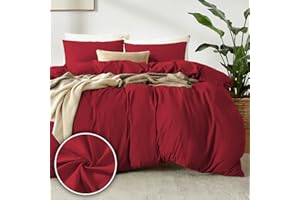 puredown 1PCS Funda Nordica Cama 260x240cm+ 2PCS Funda Almohada 50x80cm, Juego de Cama 101% Microfibra, Suave y Transpirable, Oeko-Tex, Rojo