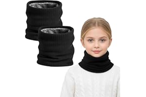 JazRvr 2 Stück Loop Schal Kinder, Halswärmer Kinder, Schlauchschal, Schlauchschal Weich Und Atmungsaktiv, Winddichte Thermo, Fleece Rundschal für Ski Fahrrad Joggen