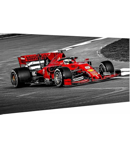 Magic Canvas Art - Cuadros De Fórmula 1 Coche Motorsport F1 Ferrari, Lienzo De 1 Pieza, Impresión Artística De Alta Calidad, Moderno Mural, Diseño De Pared, Tamaño: 90 X 60 Cm
