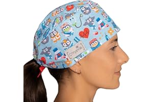 CHRYSVAL - Calot Court Dr Chouette - Bonnet Chirugical Ou Calot Cuisine Unisexe 100% Coton Oeko-Tex - Réglable Avec Attaches