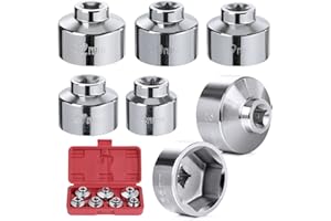 eROOSY 7 tlg. Ölfilterschlüssel Set, Ölfilterschlüssel Kappe, 3/8 Ölfilter Steckschlüssel 24 mm - 38 mm Ölfilter Schlüssel Steckschlüssel Set kompatibel mit BMW, Mercedes, VW