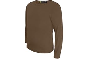 LOTMART Niños Liso Básico Cuello Redondo Top Entallado Manga Larga