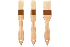 Gjinxi Lot de 3 pinceaux à pâtisserie en poils naturels de qualité alimentaire pour badigeonner et barbecue (3,8 cm et 2,5 cm)