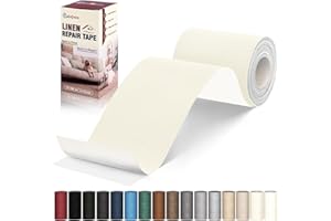 CAHOMO Linen Repair Patches 10x200 cm, Self-Adhesive Linen Fabric Patches, Multi Color, Durable & Premium Can be Used for Linen Sofa, Headboards, Chairs, curtain, and Upholstep Repair（Beige White)