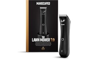 MANSCAPED REFINING THE GENTLEMAN MANSCAPED® The Lawn Mower® 3.0, Electric Groin Hair Trimmer, Replaceable Ceramic Blade Heads, Waterproof Wet/Dry Clippers, Standing Recharge Dock, Male Body Hair Grooming Razor