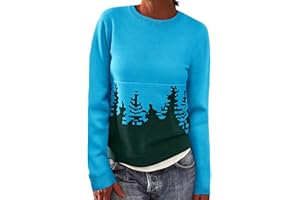 heekpek Maglione Donna Invernale Girocollo Pullover Maglione Caldo Norvegese Alpaca e Albero di Natale Maglia Manica Lunga Maglioncino Largo Maglioni