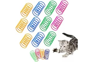 Kaimeilai Spirale a Molla per Gatti, 48 Pezzi Set di Giocattoli Interattivi per Gatti a Spirale, Piume a Spirale di Plastica Gatti Giocattoli a Spirale Colorati, Giocattoli a Molla per Gattini