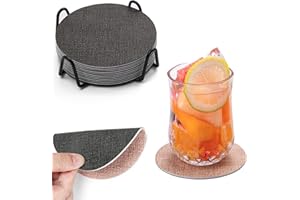 Chitomars Sottobicchieri in Pelle Set di 12, Antiscivolo Impermeabile Sottobicchiere Rotonde Lavabili Bifacciale Sottobicchieri per Caffè, Bar, Ristoranti, Ufficio e Altro (Grigio Rosa, Rotonde)