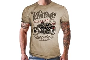 GASOLINE BANDIT T-shirt de motard original design vintage Racer - Couleur : noir