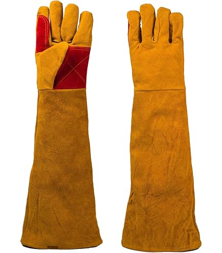 Guanti Da Saldatore In Pelle, Maniche Extra Lunghe, 60 Cm, Spessi, Guanti Da Lavoro A Prova Di Taglio, Spessi, Estremamente Resistenti Al Calore, Per Camino/giardinaggio, 24in/60cm, 2