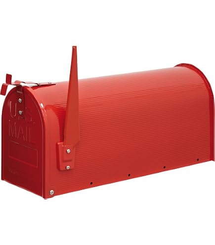 Cassetta Postale Americana ALUBOX In Lamiera Zincata – 22x17x48 Cm, Formato Riviste, Con Bandierina Rossa, Per Esterno Resistente A Ruggine E Intemperie