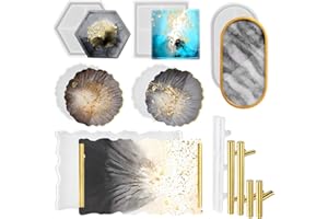 UGBO Molde de silicona, posavasos de resina epoxi, juego de bandejas de silicona, moldes de resina epoxi, molde de fundición, molde de resina para manualidades, molde de resina de moldeo irregular