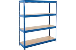 BiGDUG Heavy Duty Garage Shelving Unit - 600kg Per Shelf (2400kg Per Bay) - 177x160x45 cm - 4 Tier Storage Shelves - Blue - Shed Shelving