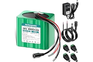 Mspalocell 24V 4000 mAh Batteri Litiumuppladdningsbart batteri med laddare och anslutningsadapter & anslutningslinje, för 24V