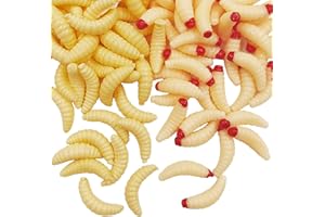 XYQMLY 100 Pcs Bass Fishing Lures, 1Inch, Soft Maggots Baits, Realistic Rubber Worms, Plastic False Wax Worm, 2 Styles