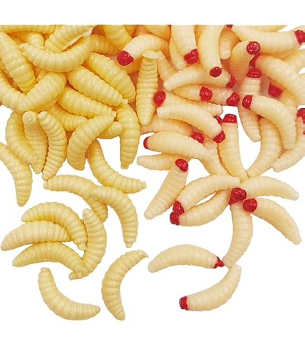 200pcs 17mm Glow In The Dark Artificial Maggot Grub Lures | PVC Soft Baits For Freshwater Fishing - View #2
