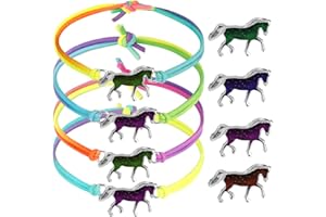 ALTcompluser 4 Stk Stimmungsarmband Mädchen, Farbwechsel Pferdearmband Regenbogenfarben Stimmungsarmband Freundschaftsarmband für Mädchen Geburtstagsfeier