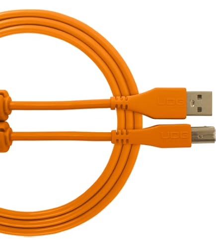 UDG Ultimate Audio USB 2.0 Kabel (A-B), 2m Orange: Audioptimiert Mit Ferrit-Chokes & Vergoldeten Steckern – Perfekt Für DJs, Produzenten & Studio