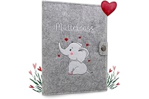 cozy racoon Mutterpasshülle aus Filz Elefant | In Deutschland hergestellt I Mit Innentaschen für Versichertenkarte und Ultraschallbilder I Persönliches Geschenk für Schwangere