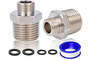YullSorom Brass Pipe Fittings Water Hose Adapter,G 1/2 Male to 3/8 Male Reducer Adapter,Compression Fitting for Kitchen Bathroom Faucet Supply Hose, Stop Valve Adapter, Pipe Connector 2pcs