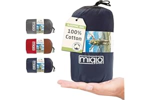 Miqio 2in1 Drap de Sac de Couchage Coton avec Fermeture Éclair Continue (Joignable): Confort Léger Sac de Couchage et Couverture de Voyage XL en Un - Sac de Couchage d'É té Doublure Drap Intérieur
