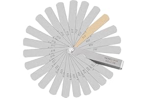 ZLKSKER 32 Blade Steel Feeler Gauge (0.0015Inch to 0.035Inch), Thickness Feeler Gage Gauge, Gap Measuring Tool with Metric & Imperial, Great for Checking Valves & Building Engines