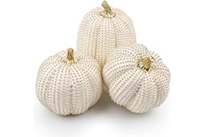 SONGJUM 3Pezzi Decorazione Della Zucca in Resina Decorazione Della Zucca Autunnale Zucche Glitterate Bianche e Dorate Centrotavola per Fattoria Autunno Regalo Cucina Decor