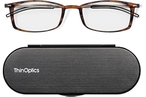 ‎THINOPTICS ThinOptics Brooklyn okulary do czytania 2.00 prostokątne oprawki szylkretu z magnetycznym etui Milano - cienkie, lekkie, kompaktowe czytniki o sile 2.00