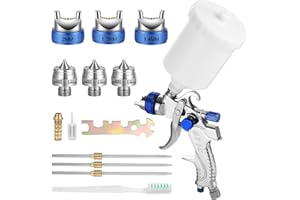 FAOKZE HVLP Pistola de Pintura Profesional, Pistola Pulverizadora de Pintura, Recipiente de Pintura 600 ml, 3 boquillas 1,4mm 1,7mm 2,0mm, Alimentación por Gravedad Pistola Rociadora para Automóviles, Techos