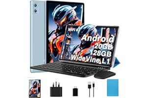 OANGCC 2026 Tablet 10 Inch Android, 20GB RAM+128GB ROM (TF 2TB), FHD, Octa Core, 5G+WiFi 6 | Widevine L1 | 6000mAh | Bluetooth 5.0 | GMS | Type-C | 8MP+5MP | Widgets| Tablet with Keyboard & Mouse - Blue