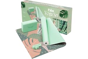 ‎MYGA Myga Yoga Starter Kit | Komplettes Set mit Yogamatte, Yogablock & Gurt | rutschfest & Unterstützend | Ideal für Anfänger & Zuhause sowie Reisen | Unterschiedliche Druck Designs